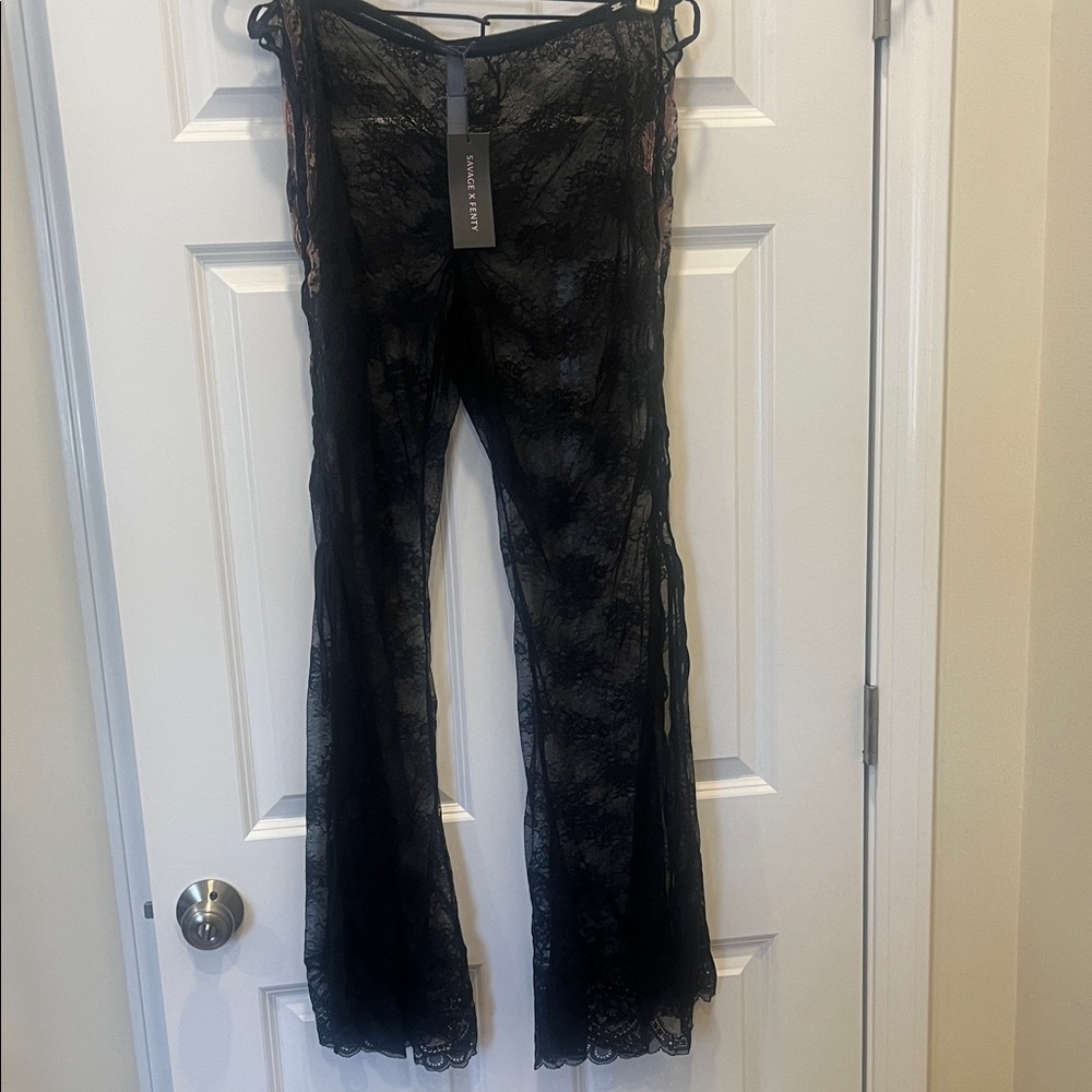 Savage X Fenty Black Lace Flare Pants